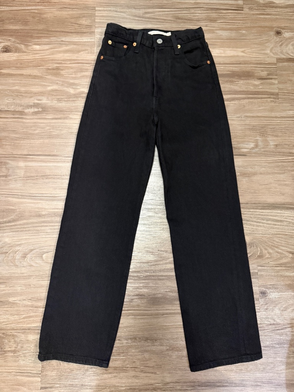 Levi’s Premium Ribcage Straight Ankle Jeans 23 Black Sprout Big E $110 - Picture 2 of 11